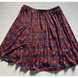 LuLaRoe Madison Skirt 3XL Multicolor Abstract Elastic Waist Flare Pleated Boho